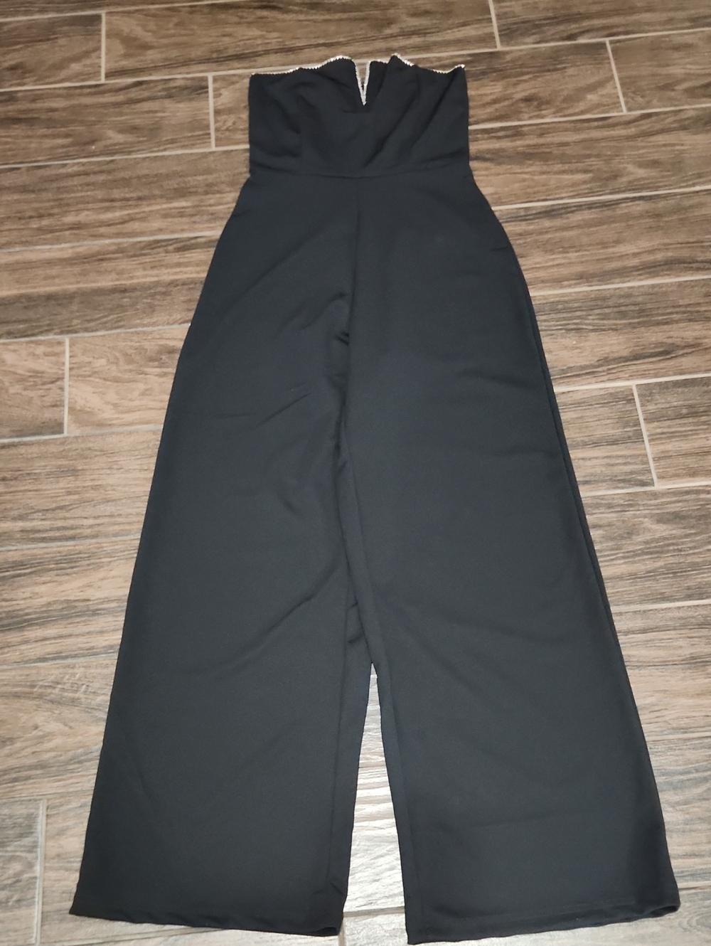 Forever 21 Black Strapless Wide-Leg Jumpsuit